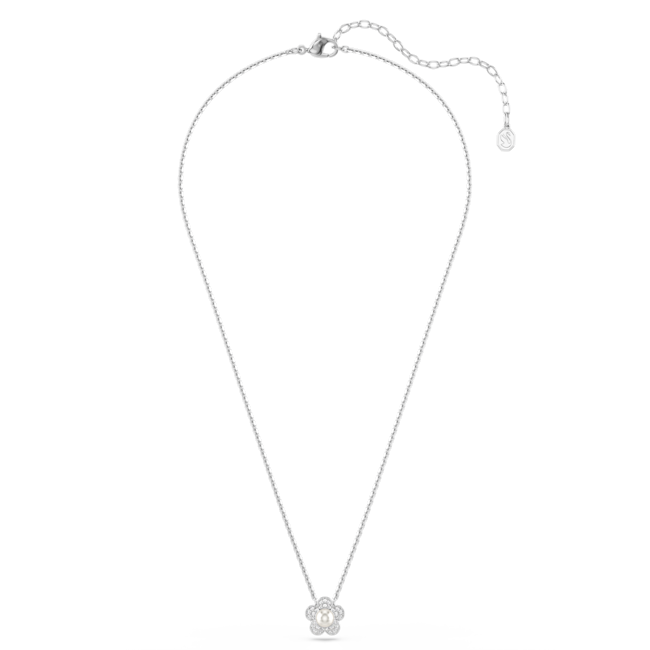 Swarovski Ariana Grande x Swarovski pendant, Round cut, Flower, White, Rhodium plated 5755817