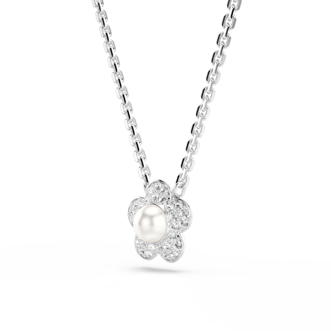 Swarovski Ariana Grande x Swarovski pendant, Round cut, Flower, White, Rhodium plated 5755817