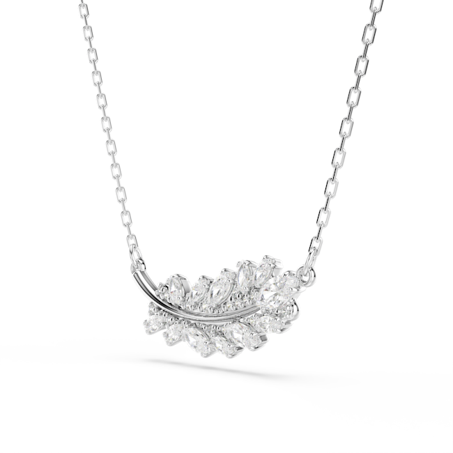 SWAROVSKI Vienna pendant, Mixed cuts, Feather, White, Rhodium plated 5756111