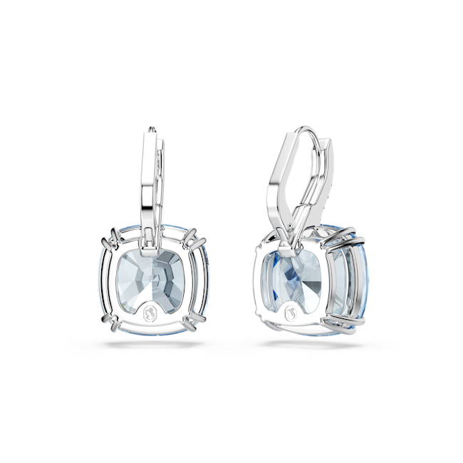 SWAROVSKI Millenia drop earrings, Cushion cut, Blue, Rhodium plated 5756150