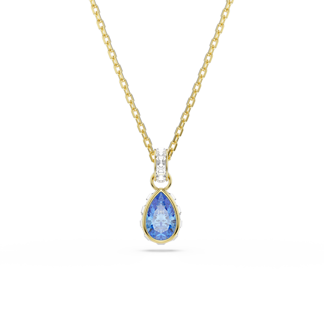 SWAROVSKI Chroma pendant, Pear cut, Blue, 18K gold finish 5757786