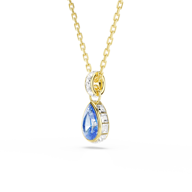SWAROVSKI Chroma pendant, Pear cut, Blue, 18K gold finish 5757786