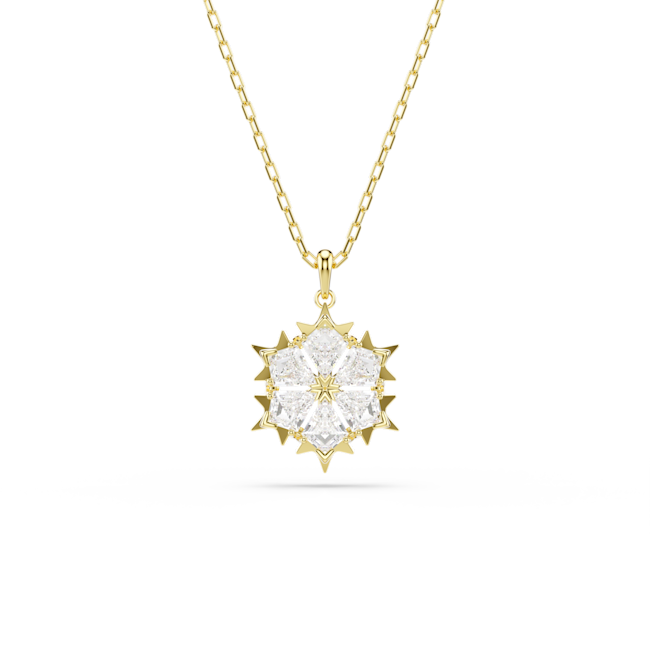 SWAROVSKI Magic pendant, Mixed cuts, Snowflake, White, 18K gold finish 5757788
