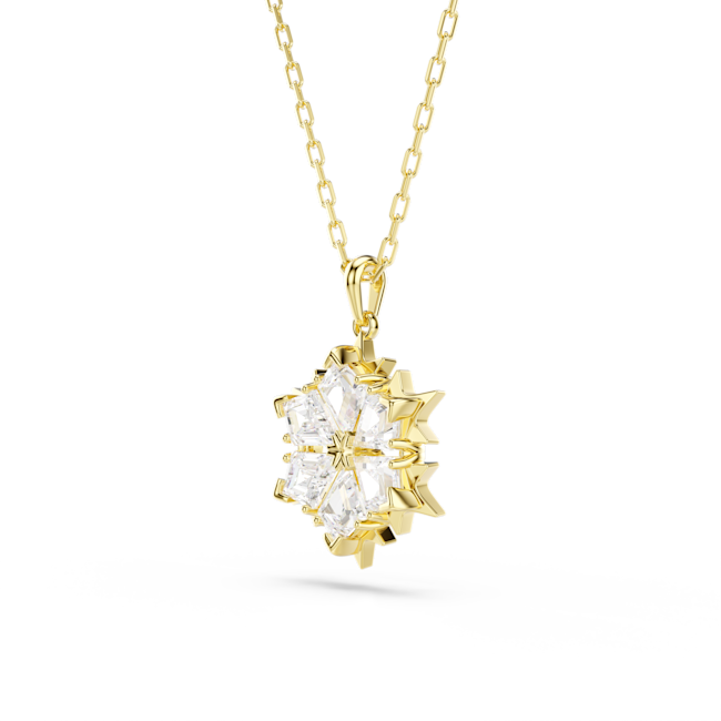 SWAROVSKI Magic pendant, Mixed cuts, Snowflake, White, 18K gold finish 5757788