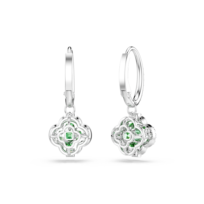 SWAROVSKI Una Angelic drop earrings, Mixed cuts, Green, Rhodium plated 5758001