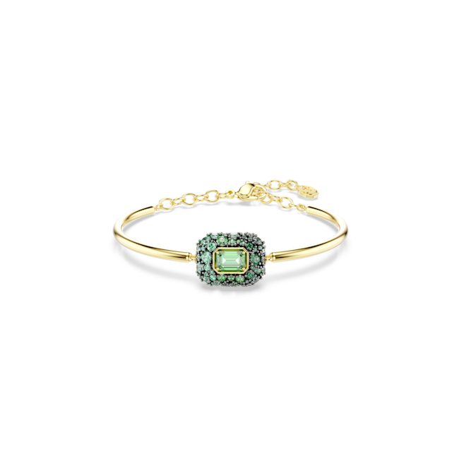 SWAROVSKI Sublima bangle, Octagon cut, Green, 18K gold finish 5758457