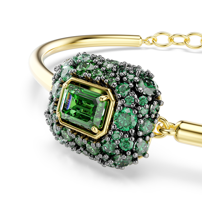 SWAROVSKI Sublima bangle, Octagon cut, Green, 18K gold finish 5758457