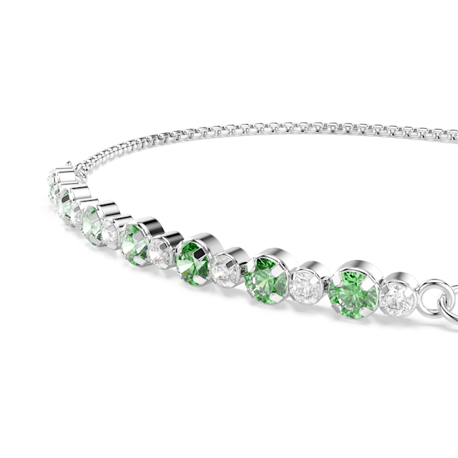 SWAROVSKI Matrix bracelet, Round cut, Green, Rhodium plated 5758987