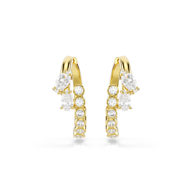 SWAROVSKI Mesmera hoop earrings, Mixed cuts, White, 18K gold finish 5761975
