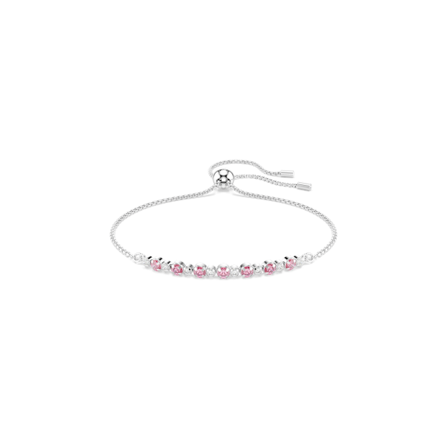 SWAROVSKI Matrix bracelet, Round cut, Pink, Rhodium plated 5763042