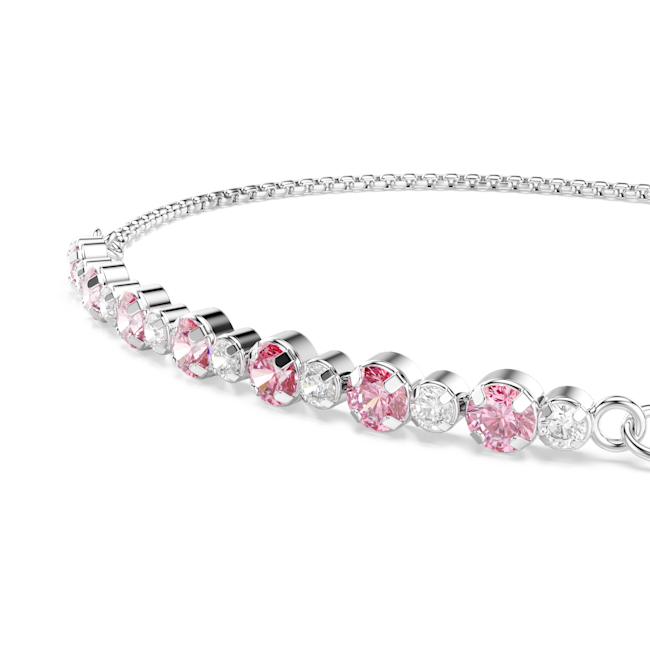 SWAROVSKI Matrix bracelet, Round cut, Pink, Rhodium plated 5763042