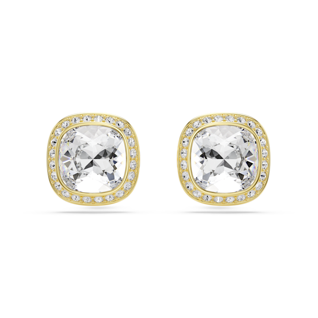 SWAROVSKI Una Angelic stud earrings, Cushion cut, White, 18K gold finish 5764762