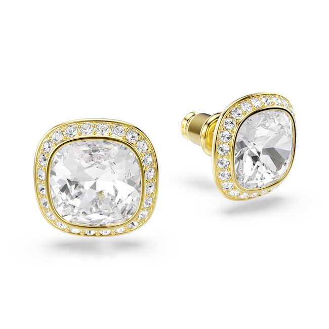 SWAROVSKI Una Angelic stud earrings, Cushion cut, White, 18K gold finish 5764762