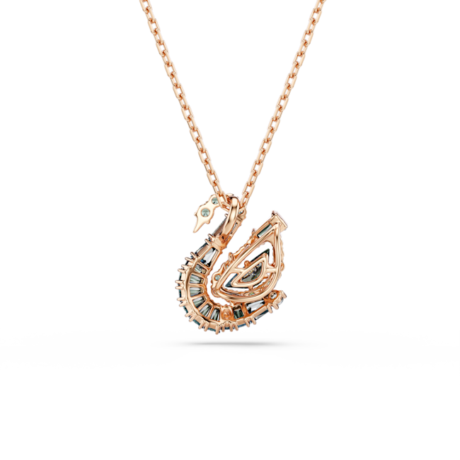 SWAROVSKI Swan pendant, Mixed cuts, Swan, Black, 18K rose gold finish 5764882