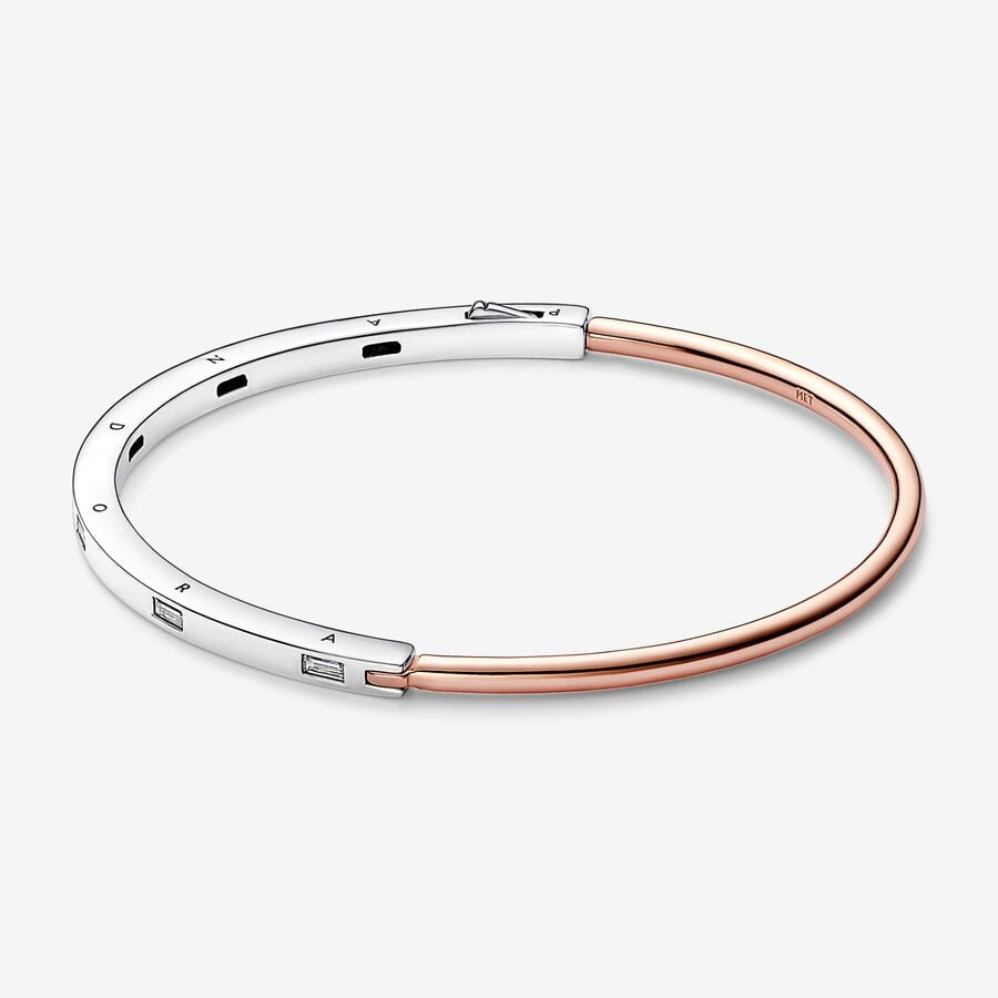 PANDORA Signature Two-tone ID Pavé Bangle 582740C01