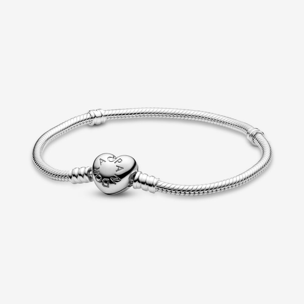 PANDORA Moments Heart Clasp Snake Chain Bracelet 590719