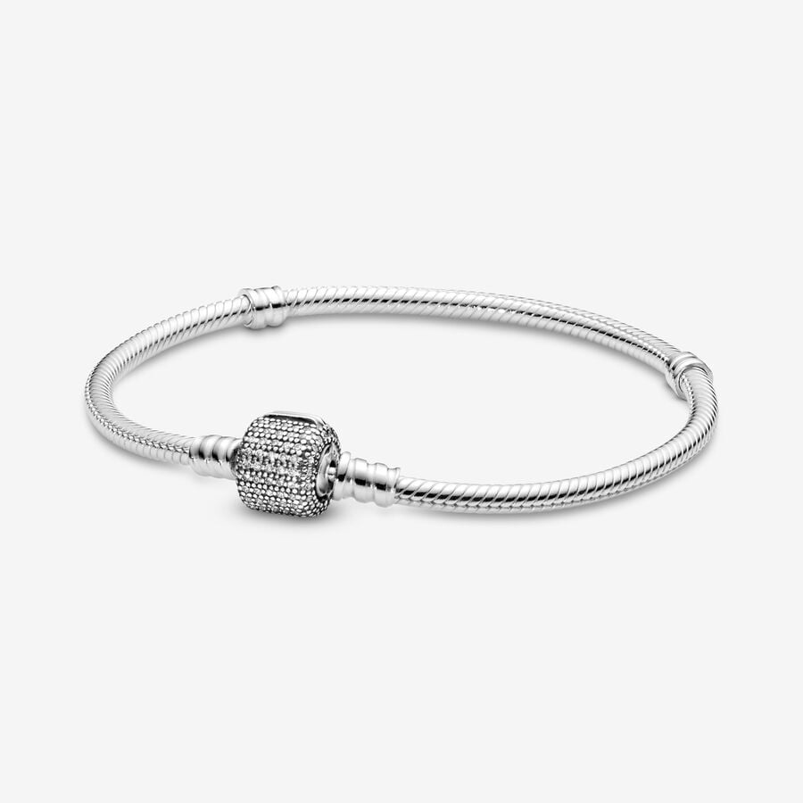 PANDORA Moments Sparkling Pavé Clasp Snake Chain Bracelet 590723CZ