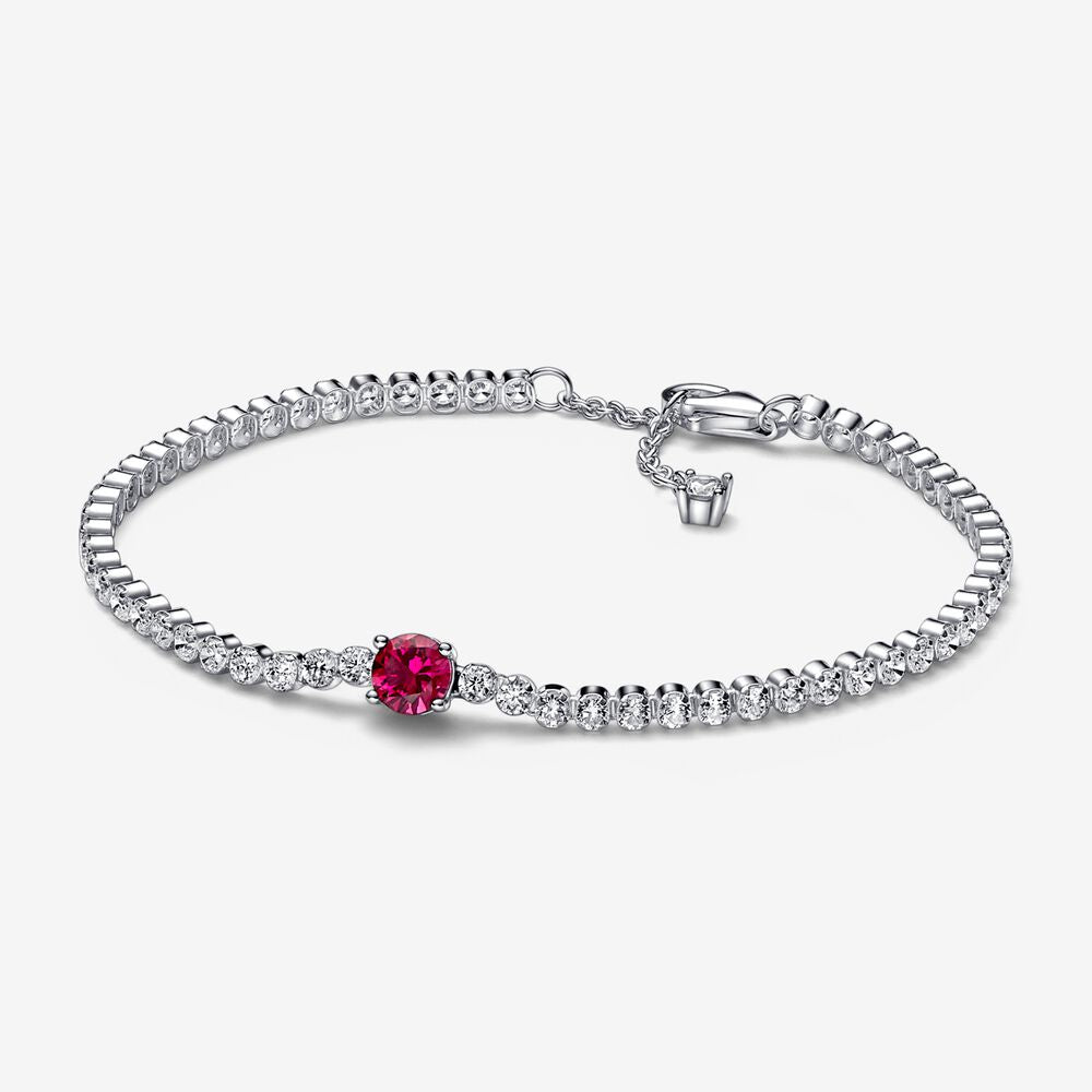 PANDORA Red Sparkling Round Pavé Tennis Bracelet 592403C01