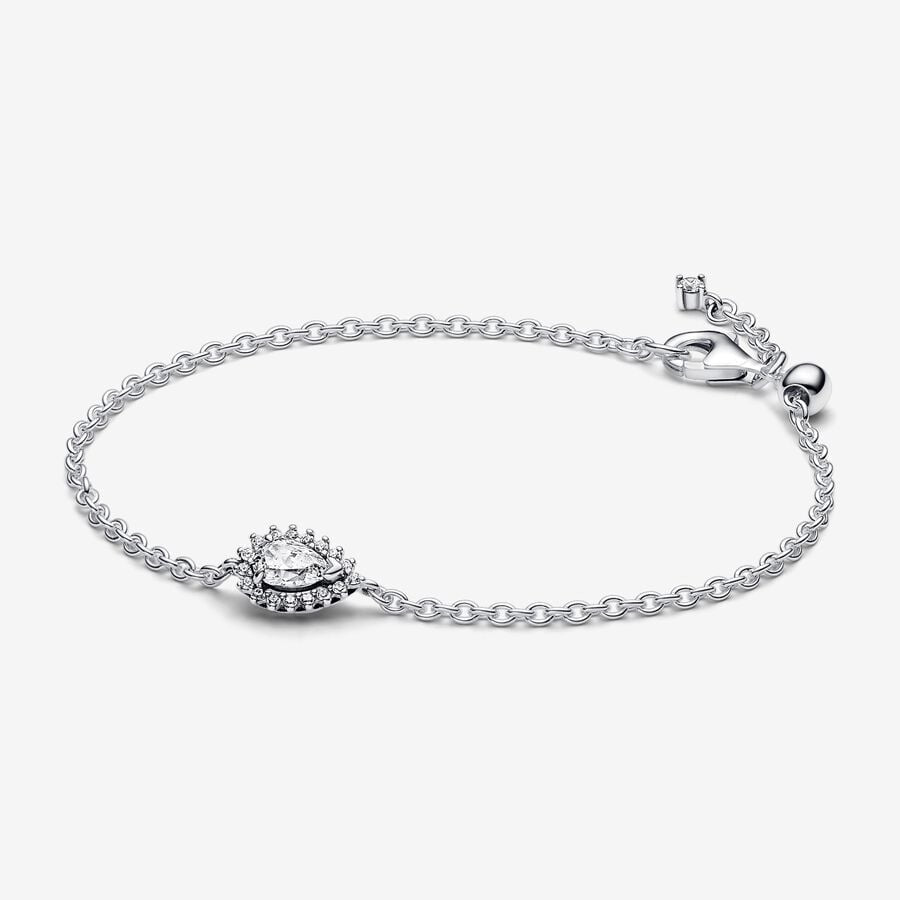 PANDORA Sparkling Pear Halo Chain Bracelet 593001C01