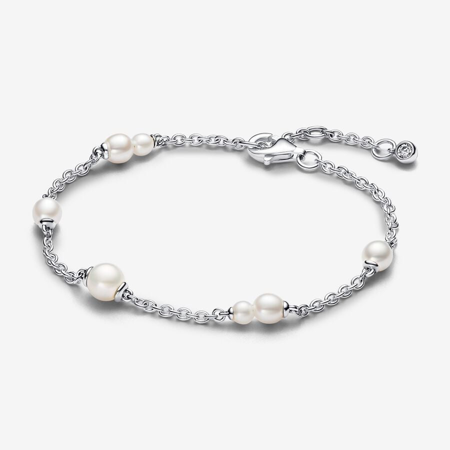 PANDORA Treated Freshwater Cultured Pearl Station Chain Bracelet 593172C01
