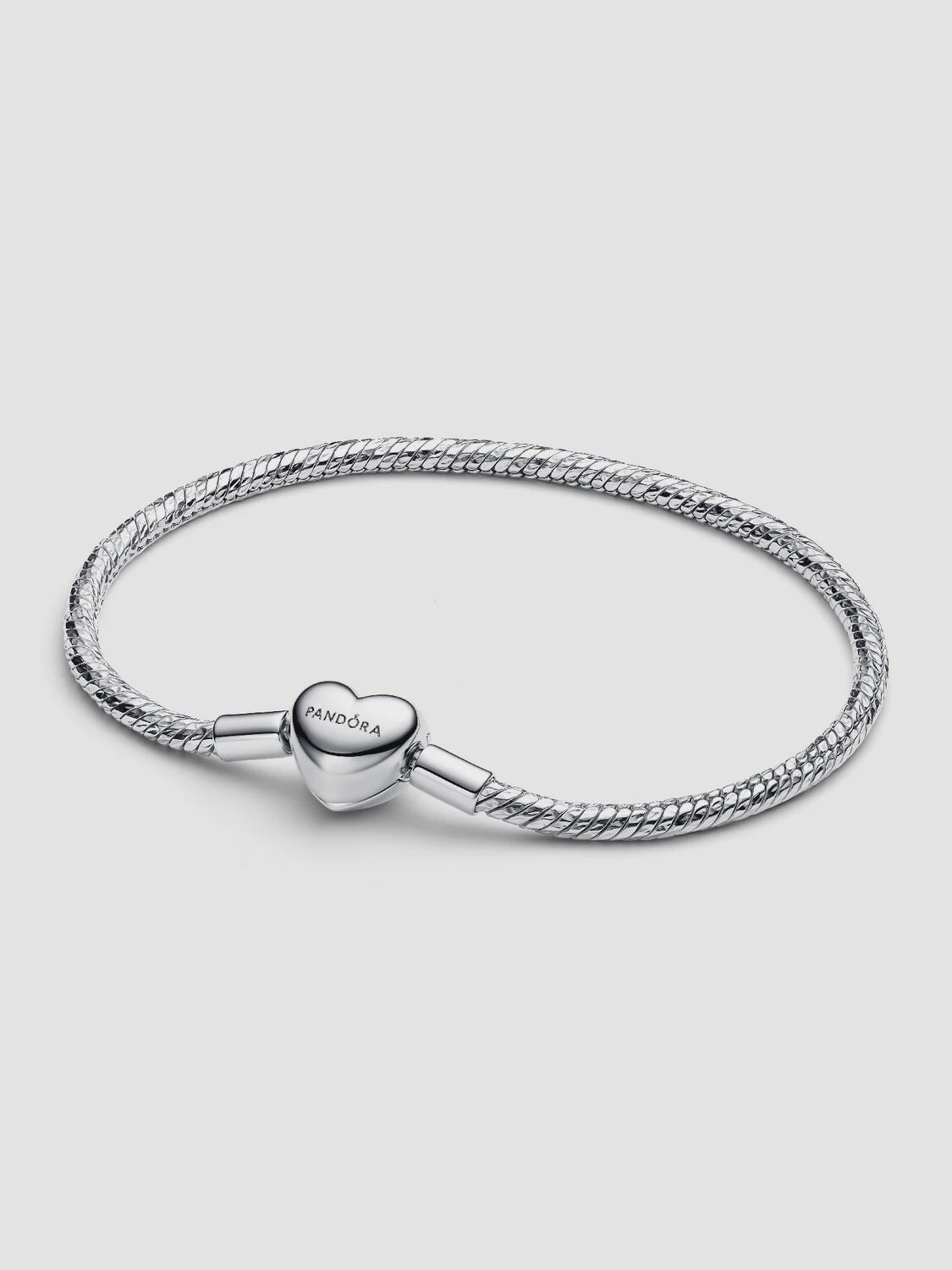 PANDORA Heart Clasp Faceted Snake Chain Bracelet Sterling silver 594236C00