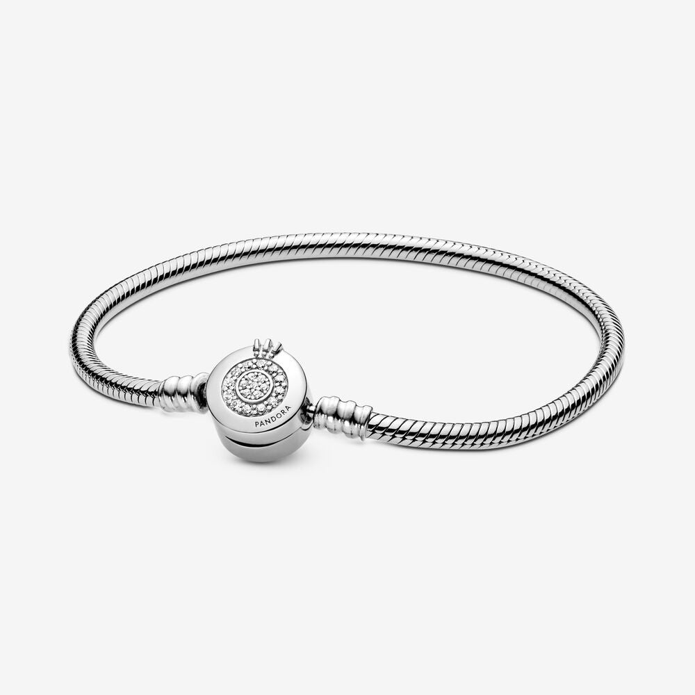 PANDORA Sparkling Crown O Snake Chain Bracelet 599046C01