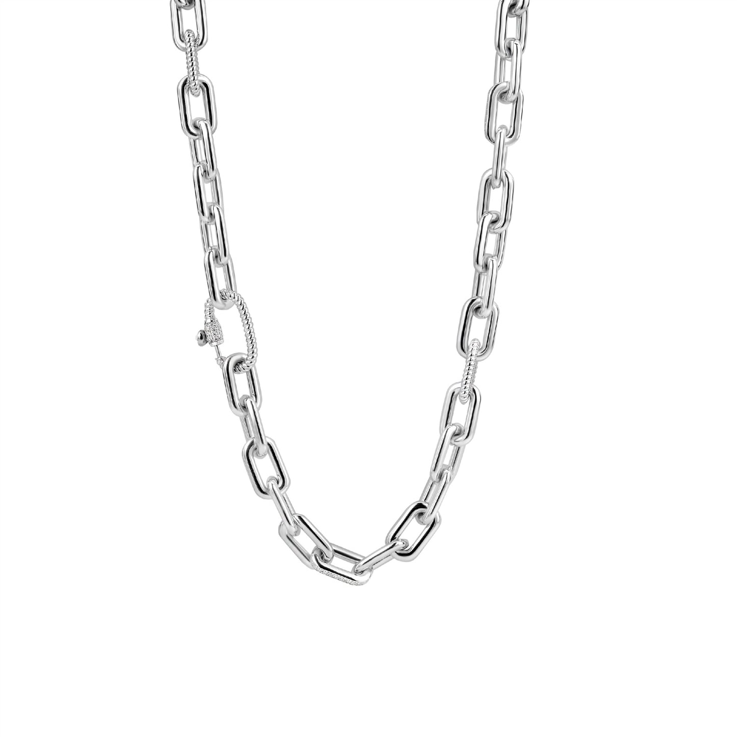 Ti Sento Silver Large Link Necklace with CZ 3957ZI/48