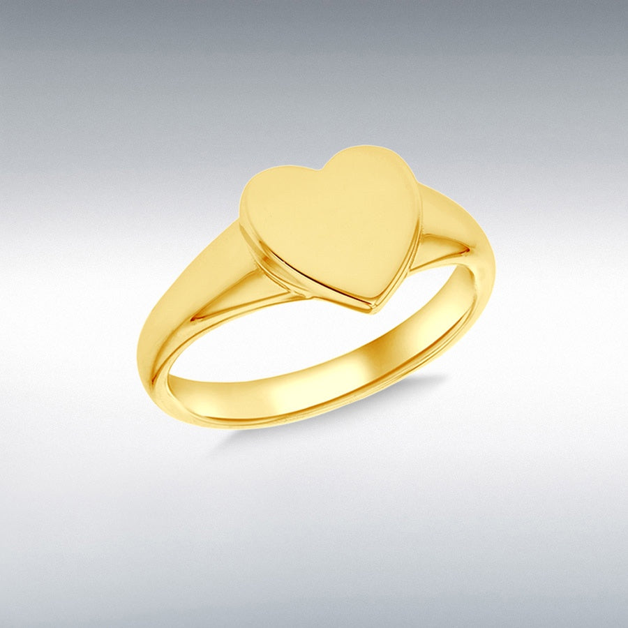 Silver Yellow Gold Plated Small Heart Signet Ring