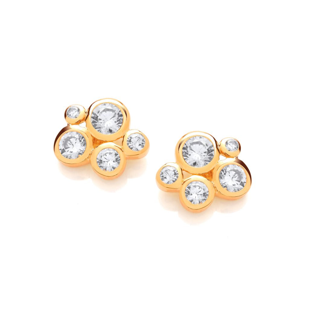 Gold Plated CZ Bubble Earrings 4865G