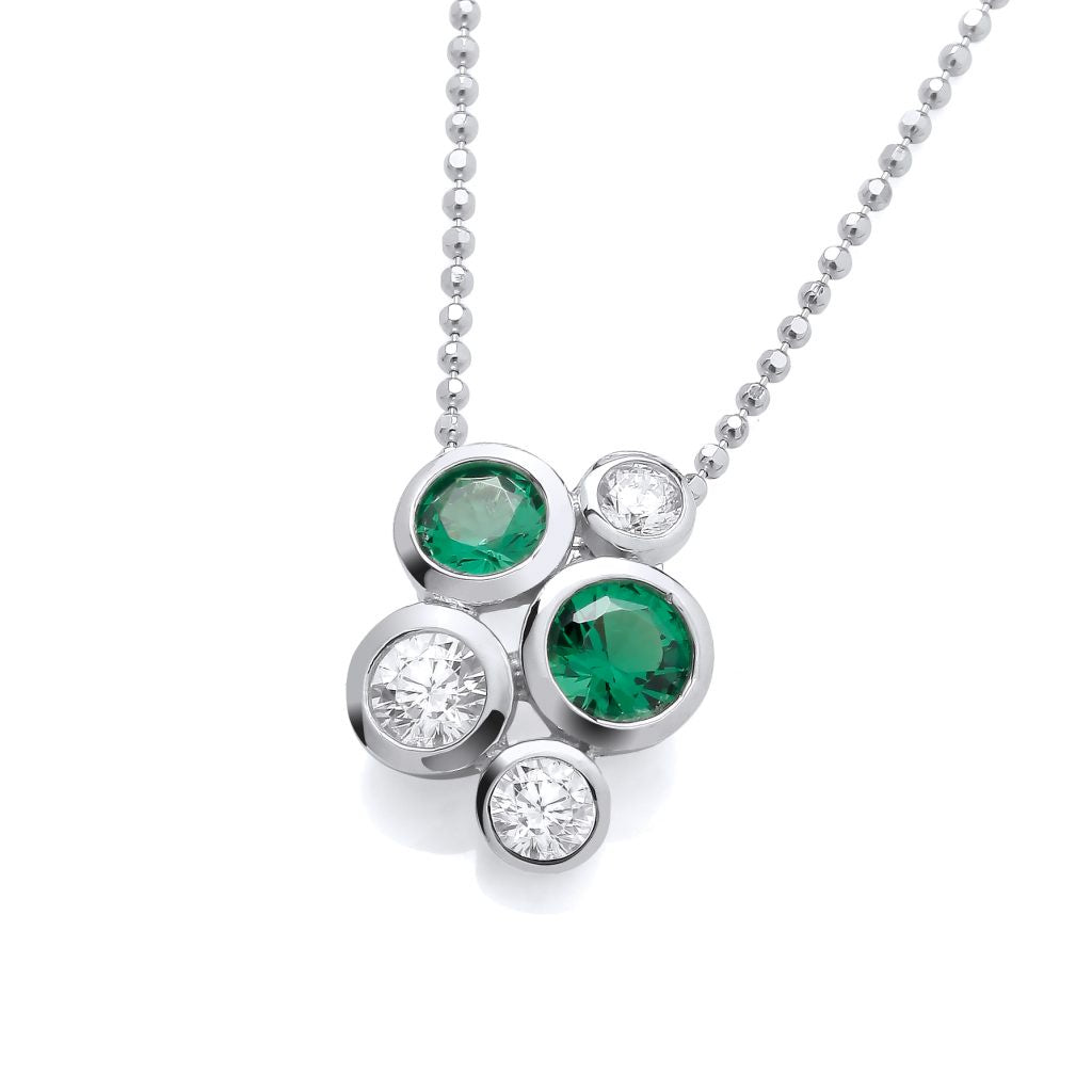 Silver Emerald Green CZ Bubble Pendant 1971E