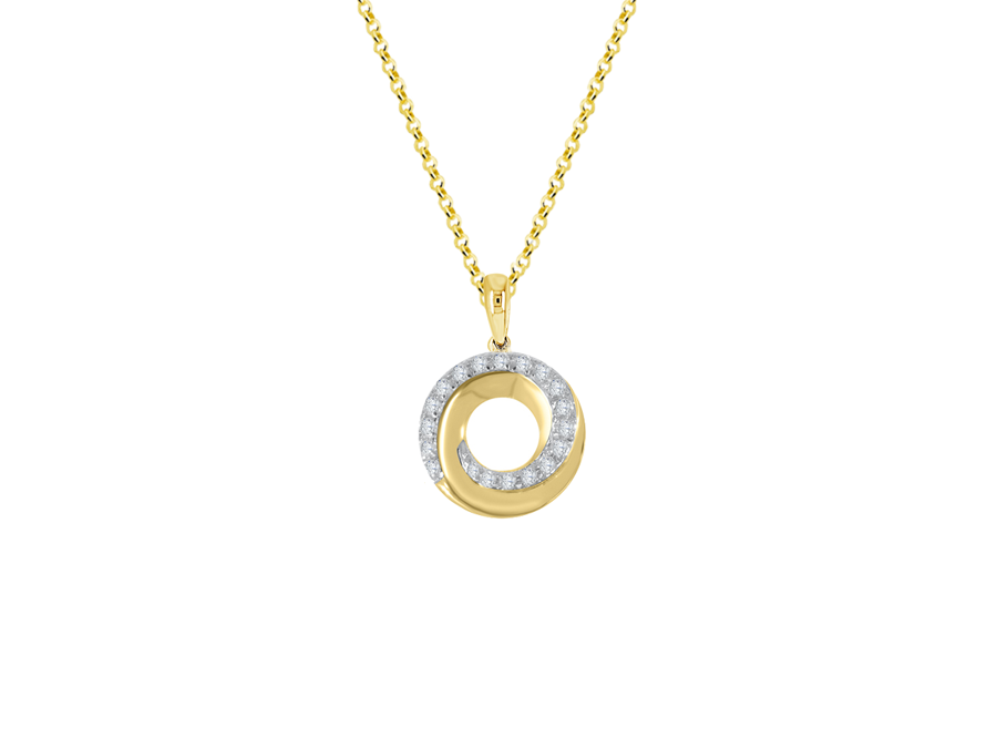 Amore 9ct Gold Diamond Swirl Pendant