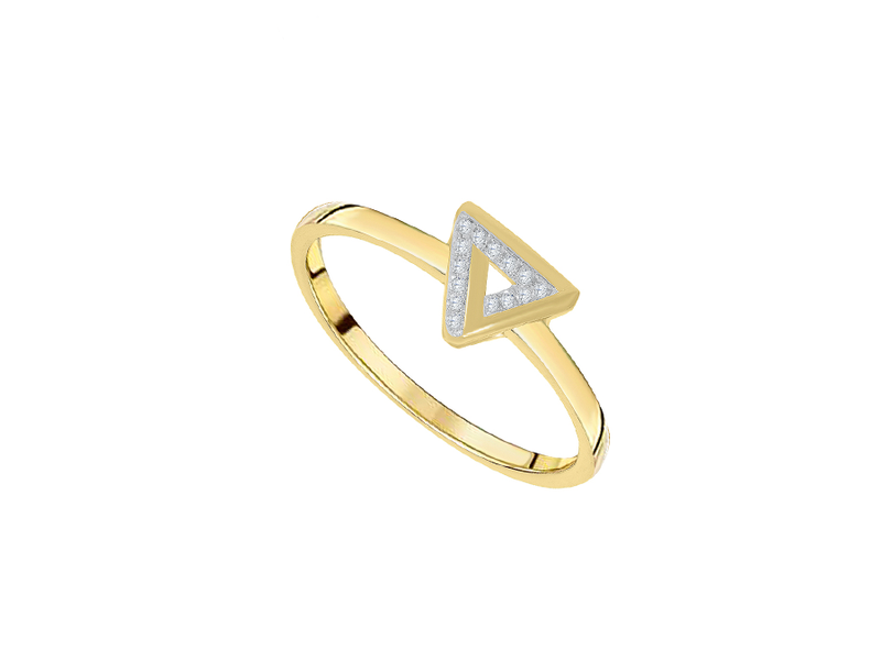Amore 9ct Gold Diamond Triangle Ring