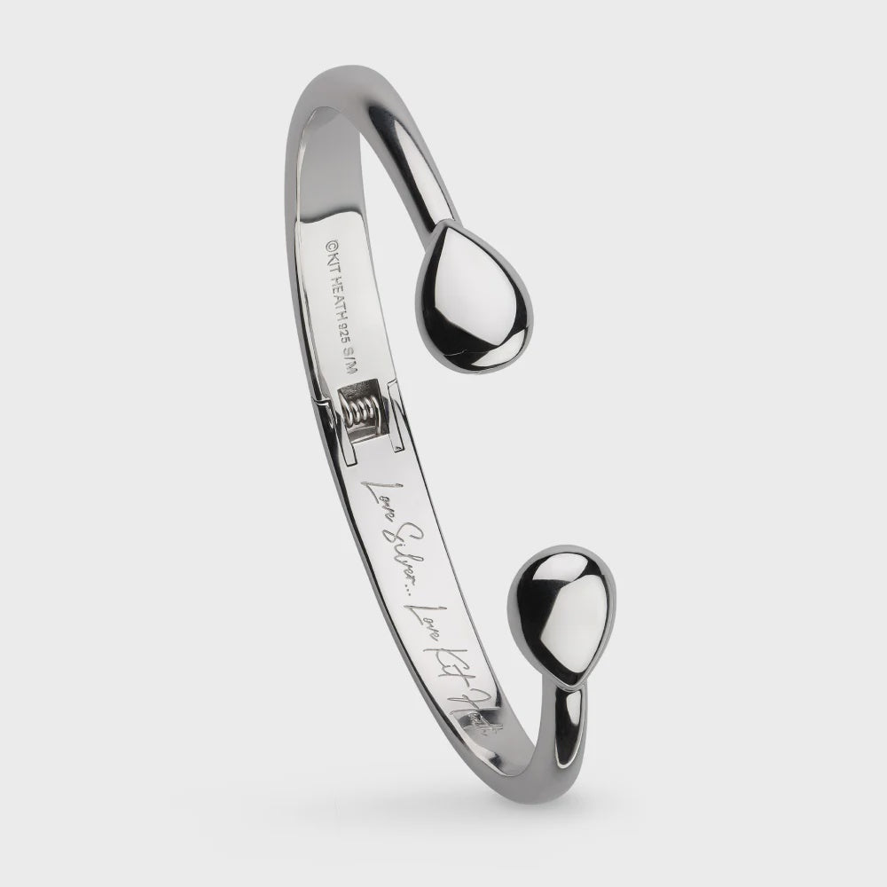 Kit Heath Silver Coast Pebble Smooth Hinged Bangle 70152RPML