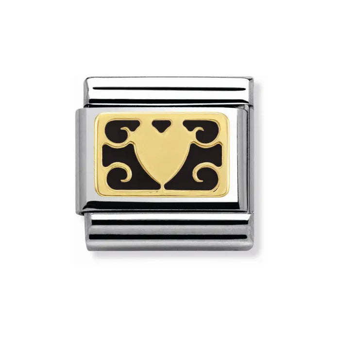 NOMINATION Composable Gold Heart Black Plate Link ~ 030280/24