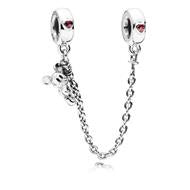 Pandora Disney Mickey Silver Safety Chain with Red CZ 797173CZR-05