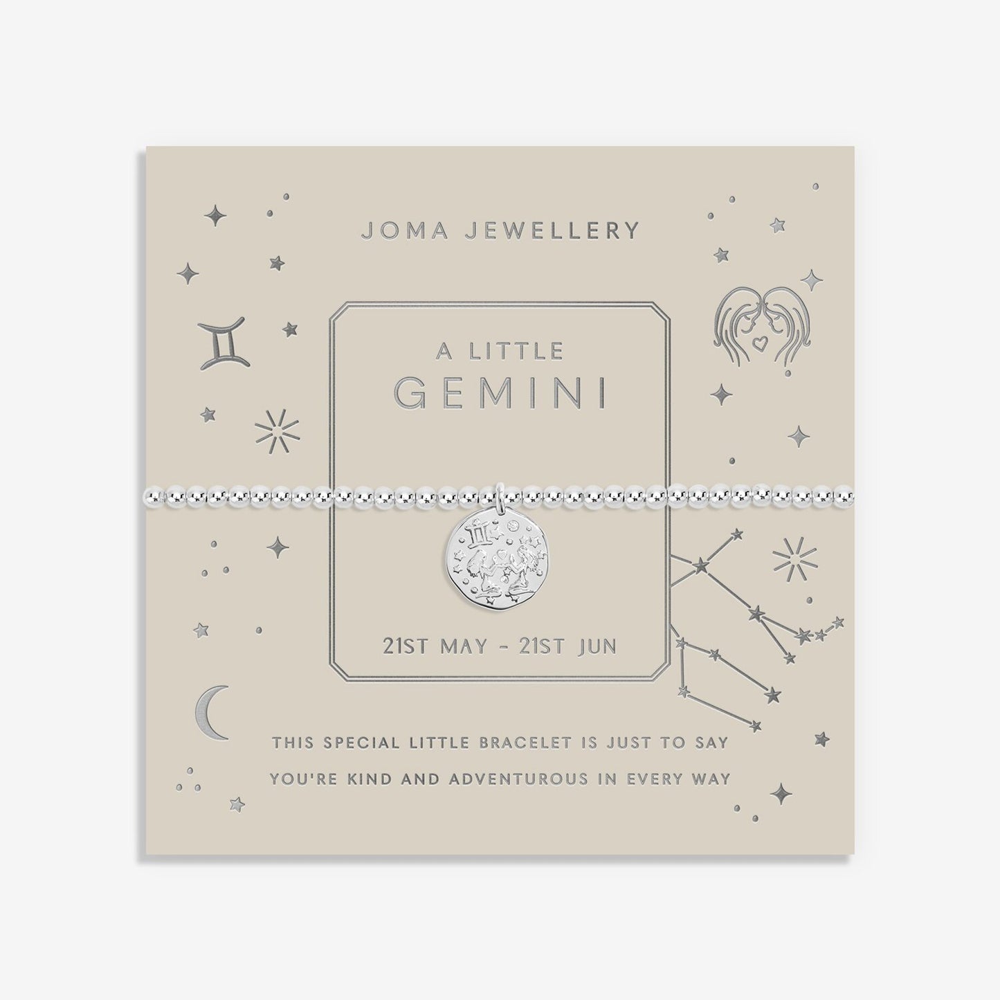 Joma Star Sign A Little 'Gemini' Bracelet in Silver Plating 7435