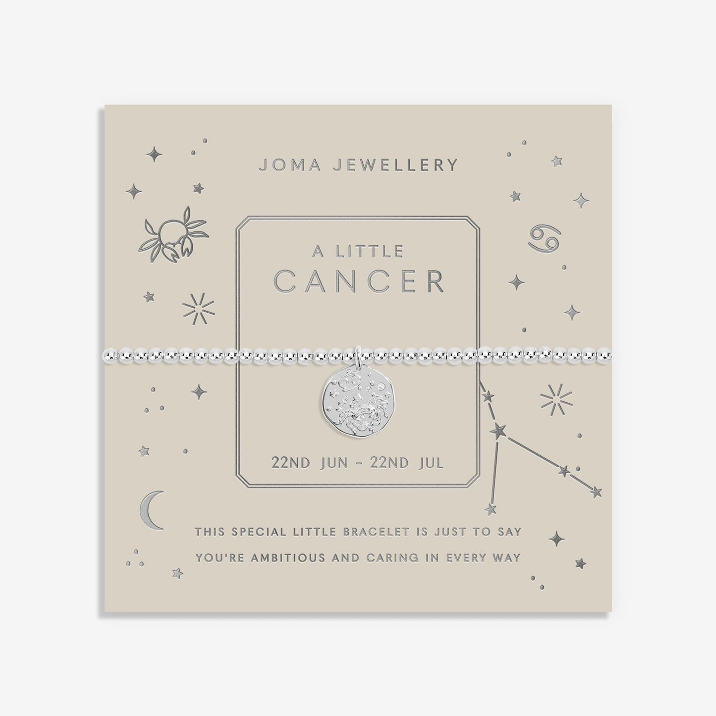 Joma Star Sign A Little 'Cancer' Bracelet in Silver Plating 7446