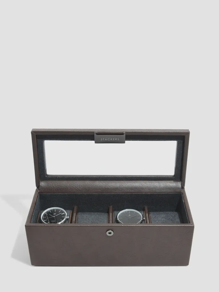 Stackers Mens 4 Piece Brown Watch Box 75398
