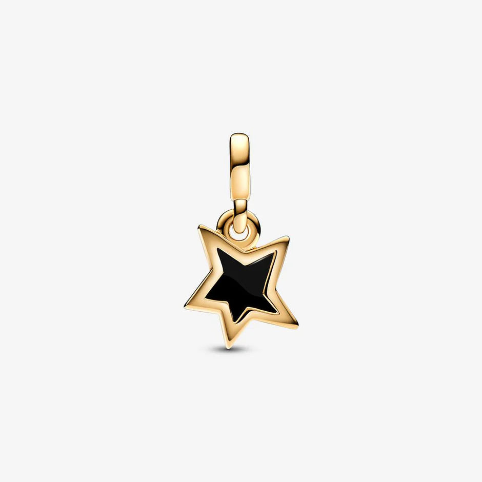 PANDORA Gold Plated Mini Dangle Star with Black Enamel 762299C01