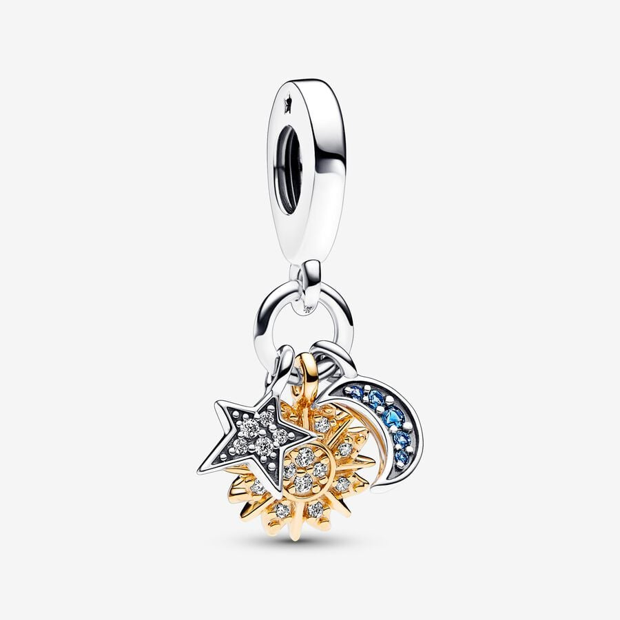 PANDORA Two-tone Celestial Triple Dangle Charm 762676C01