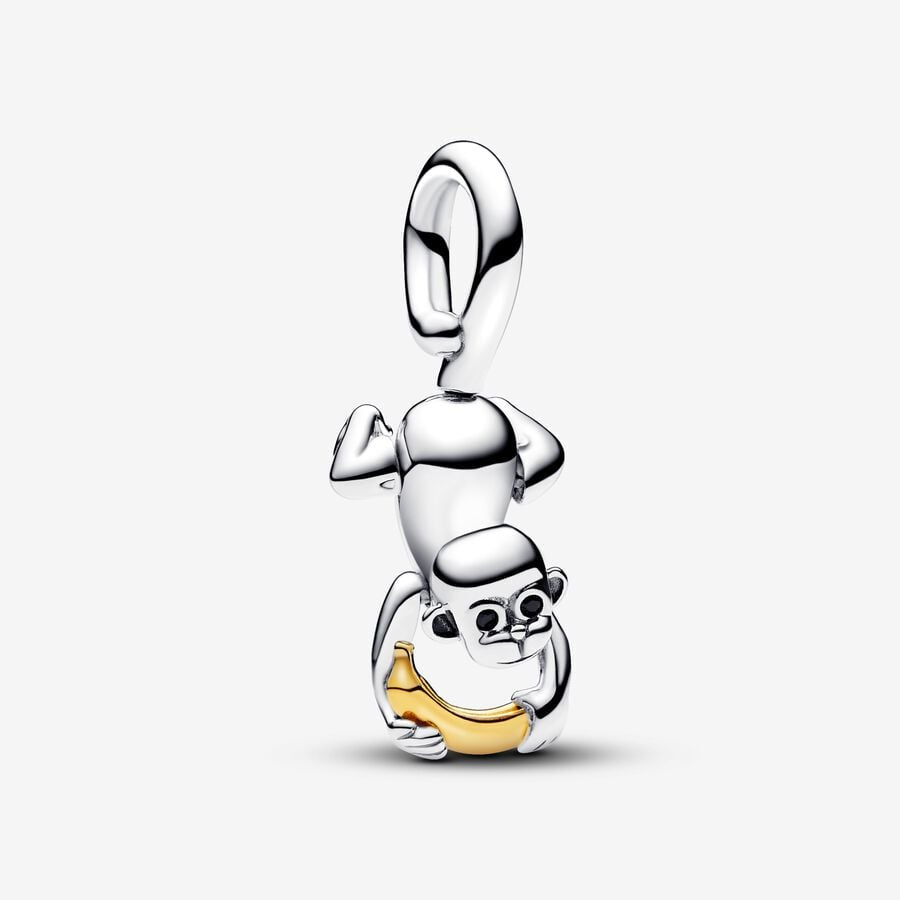 PANDORA Two-tone Movable Monkey Dangle Charm 763343C01