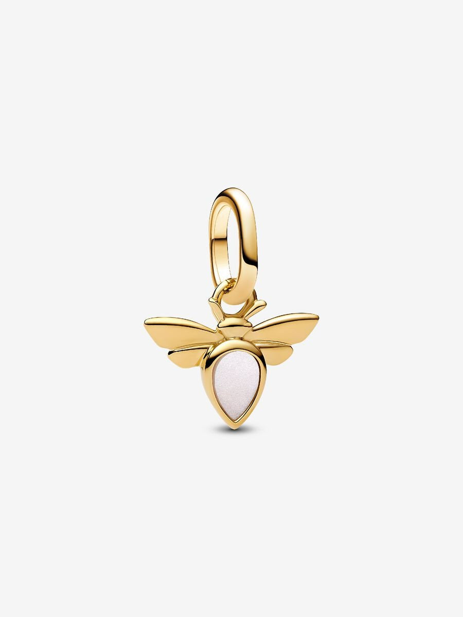 PANDORA White Bee Mini Dangle Charm 14k gold plating 763826C01