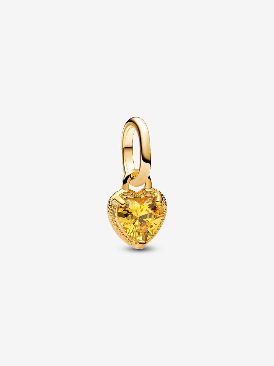 PANDORA Gold Plated Heart Mini Dangle with Yellow CZ 763862C01