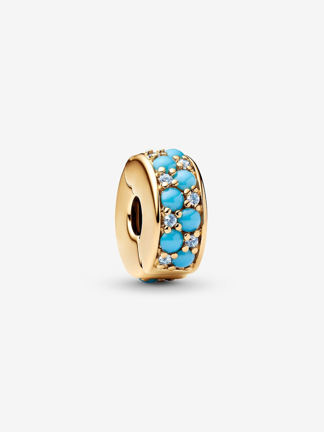 PANDORA Aqua Blue Clip Charm 14k gold plating 763902C01