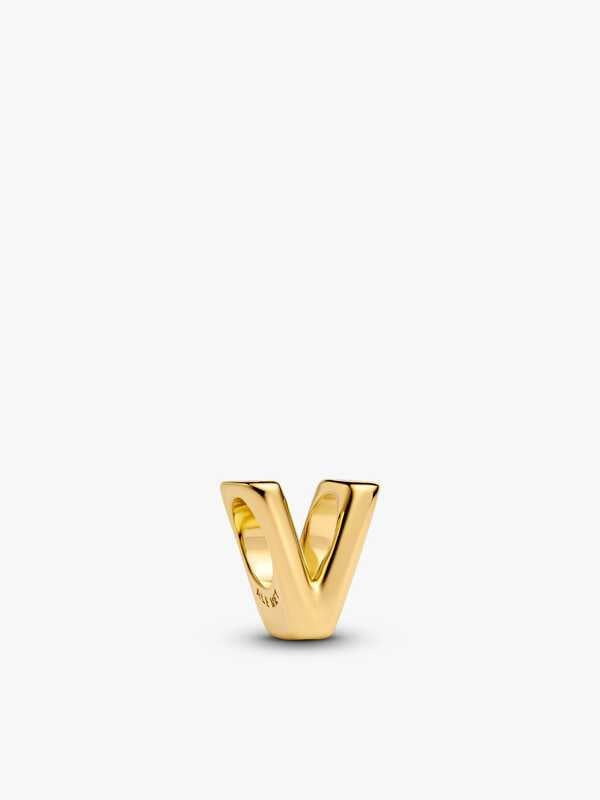 PANDORA Gold Plated Letter V Charm 763968C00
