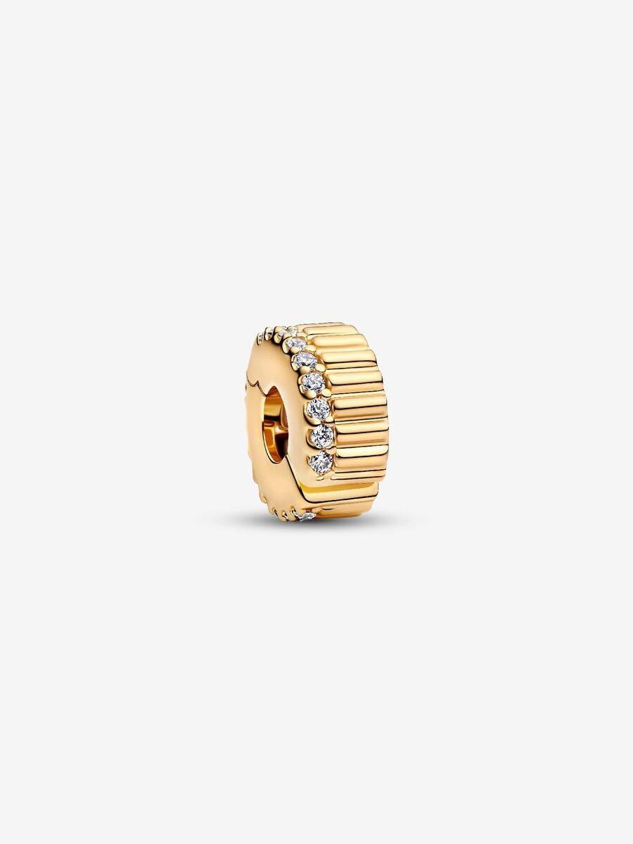 PANDORA Ribbed Clip Charm 764078C01