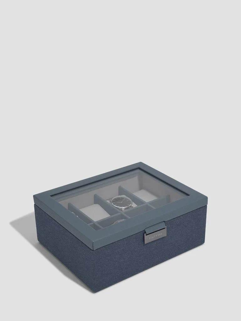 Stackers Blue Canvas 8 Piece Watch Box 76407