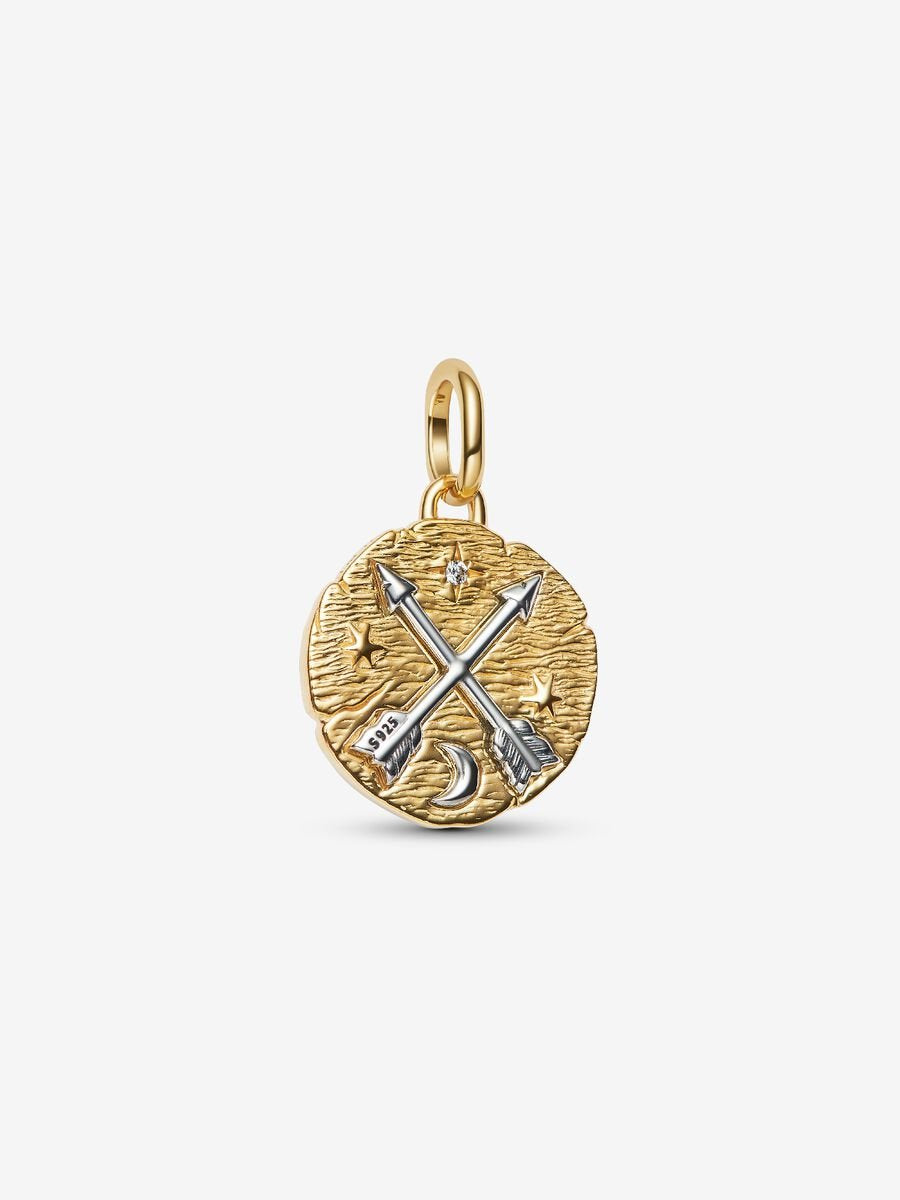 Pandora Crossing Arrows Medallion Charm Sterling silver, 14k gold plating 764081C01