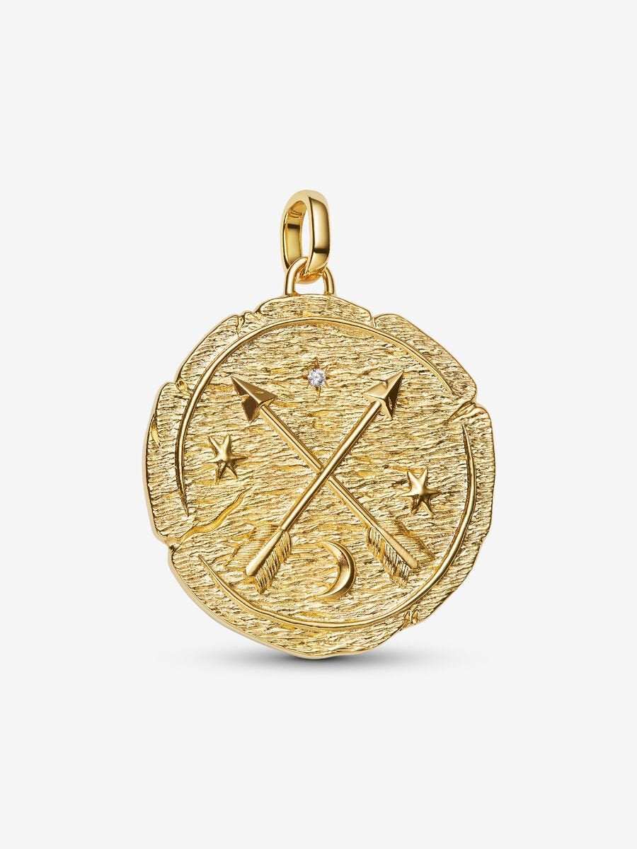 PANDORA Crossing Arrows Oversized Medallion Charm 14k gold plating 764084C01