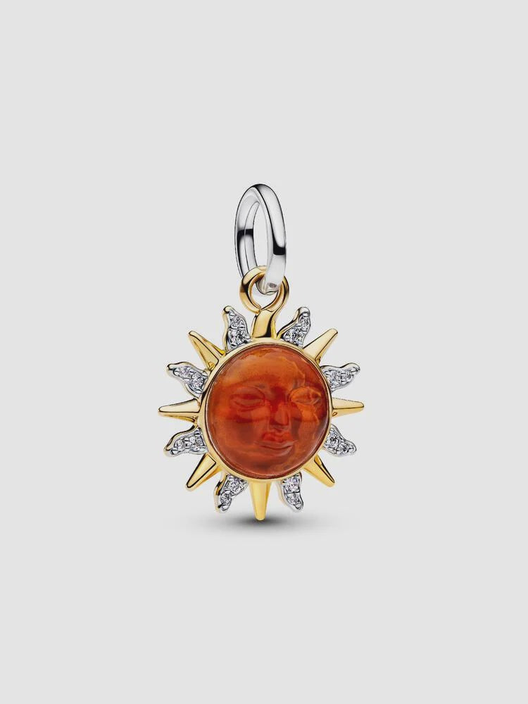 PANDORA Swirling Sun Two-Tone Dangle Charm Sterling silver, 14k gold plating 764703C01